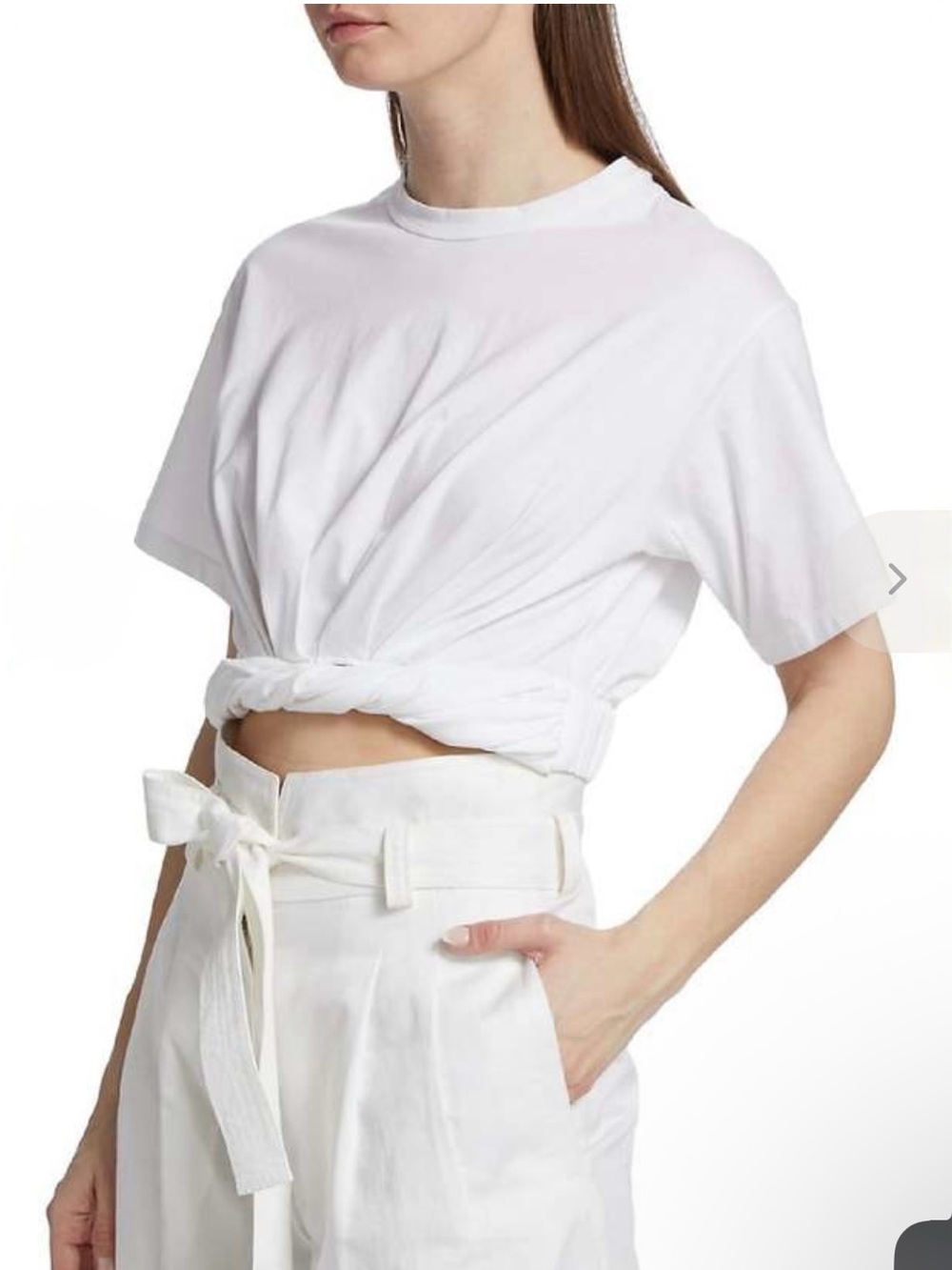 A.L.C.
MIMI COTTON JERSEY TEE - WHITE Women's White Knot-Front Tee Sz XL NWT